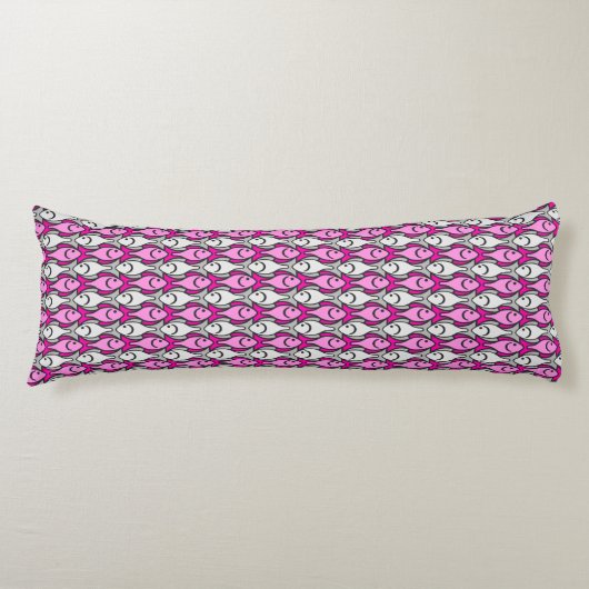 Mid-Century Moderne vis, roze en grijs Lichaamskussen (Voorkant)