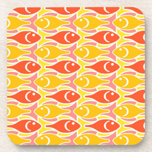 Mid-Century Moderne vis, tangerine oranje Drankjes Onderzetter