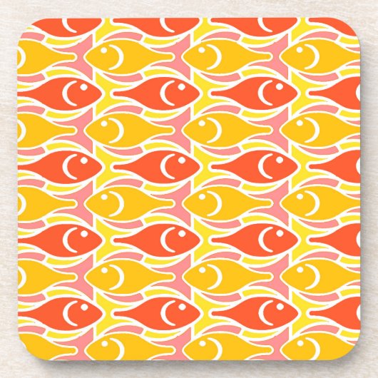 Mid-Century Moderne vis, tangerine oranje Drankjes Onderzetter (Voorkant)