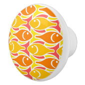 Mid-Century Moderne vis, tangerine oranje Keramische Knop (Rechts)