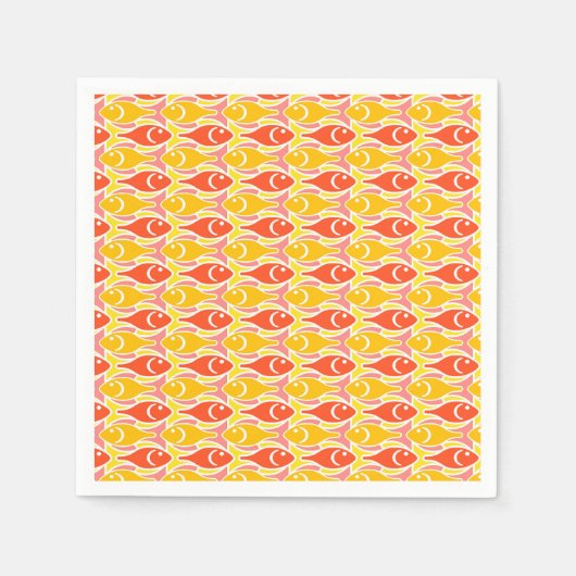 Mid-Century Moderne vis, tangerine oranje Servet (Voorkant)