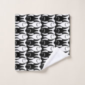 Mid-Century Moderne vis, zwart-wit Bad Handdoek (Wasdoekje)