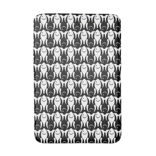 Mid-Century Moderne vis, zwart-wit Badmat (Voorkant Verticaal)