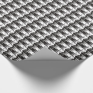 Mid-Century Moderne vis, zwart-wit Cadeaupapier