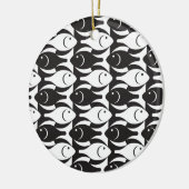 Mid-Century Moderne vis, zwart-wit Keramisch Ornament (Links)