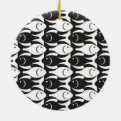 Mid-Century Moderne vis, zwart-wit Keramisch Ornament (Achterkant)