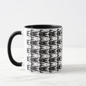 Mid-Century Moderne vis, zwart-wit Mok (Links)