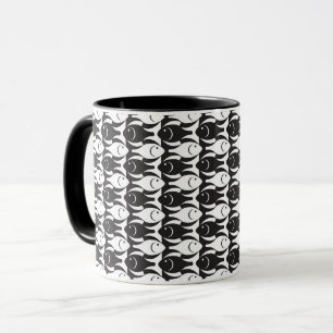 Mid-Century Moderne vis, zwart-wit Mok