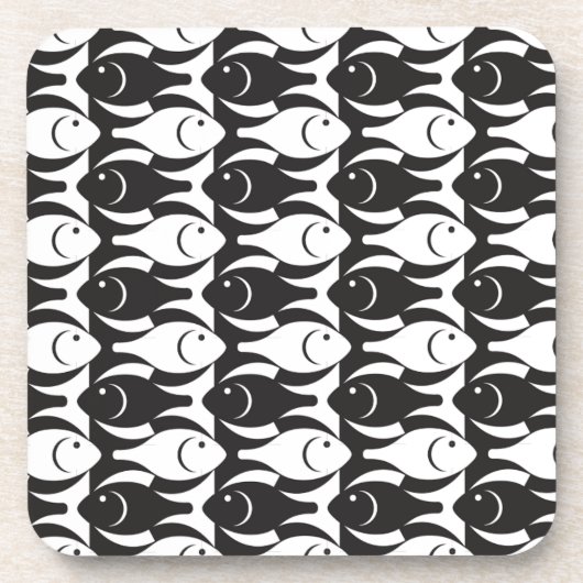 Mid-Century Moderne vis, zwart-wit Onderzetter (Voorkant)