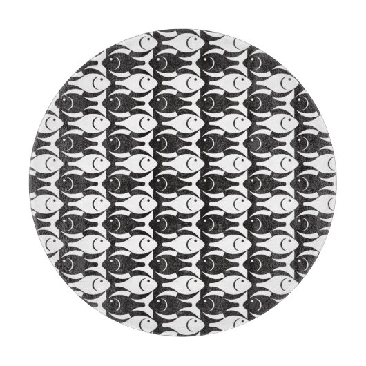 Mid-Century Moderne vis, zwart-wit Snijplank (Voorkant)