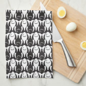 Mid-Century Moderne vis, zwart-wit Theedoek (Quarter Fold)