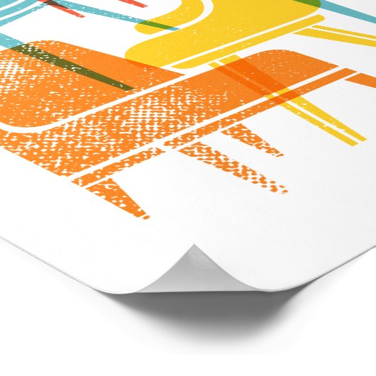 Mid-Century Moderne Voorzitters in heldere  kleure Poster (Hoek)