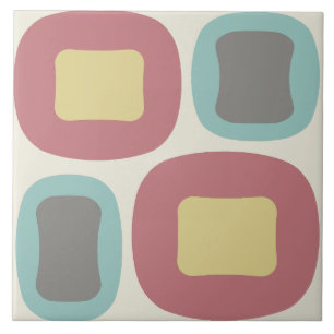 Mid Century Moderne Vormen Meerkleurig Tegeltje