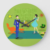 Mid Century Moderne Wand Klok Muur (Voorkant)