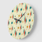 Mid-Century moderne wandklok, diamantpatroon Grote Klok (Hoek)