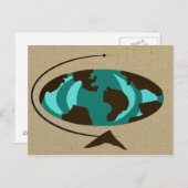 Mid Century Moderne Wereldbol Art Briefkaart (Voorkant / Achterkant)