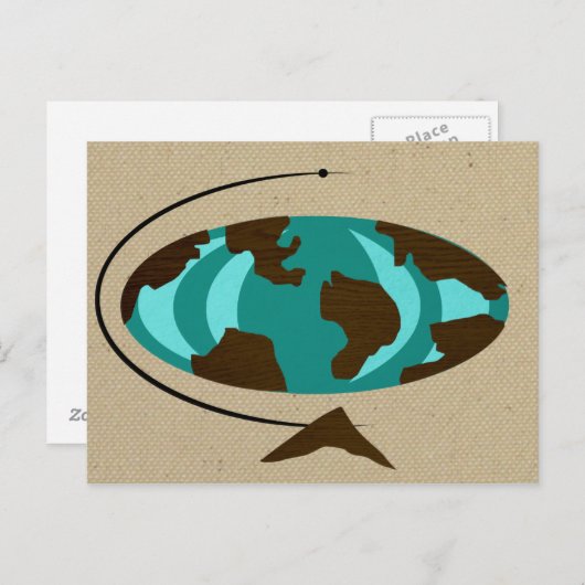 Mid Century Moderne Wereldbol Art Briefkaart (Voorkant / Achterkant)