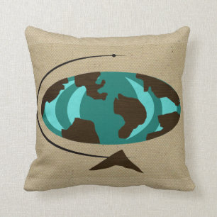 Mid Century Moderne Wereldbol Art Sierkussen