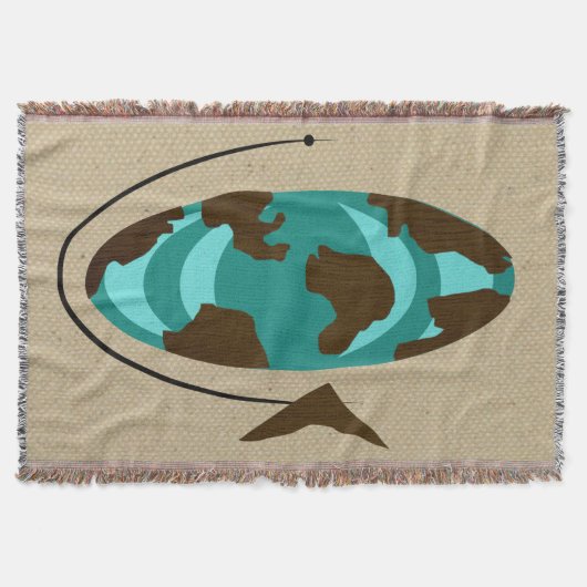 Mid Century Moderne Wereldbol Art Throw Blanket Deken (Voorkant)