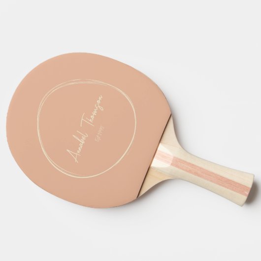 Mid-Century moderne zoete perzik met naam Tafeltennisbatje (Zijkant)