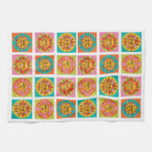 Mid Century Moderne Zon Gezichten Drogende Mat Theedoek (Horizontaal)