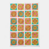 Mid Century Moderne Zon Gezichten Drogende Mat Theedoek (Verticaal)