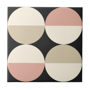 Mid Century Moderne zwarte cirkels geometrisch pat Tegeltje