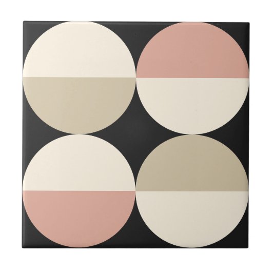 Mid Century Moderne zwarte cirkels geometrisch pat Tegeltje (Voorkant)