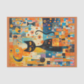 Mid Century Moderne zwarte kat over een kleur coll Tissuepapier (Voorkant)