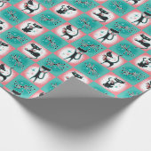 Mid-Century Moderne Zwarte Katten Cadeauverpakking Cadeaupapier (Hoek)