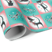 Mid-Century Moderne Zwarte Katten Cadeauverpakking Cadeaupapier (Rol Hoek)