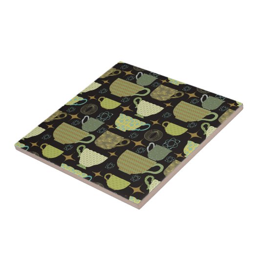 Mid Century moderne zwarte theekopje Tegeltje (Zijkant)