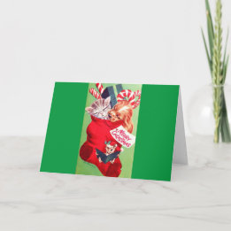  Mid Century Mooie Baby Puppy Kitten Feestdagen Kaart