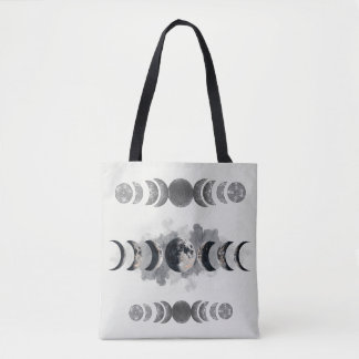 Mid-Century Moon Phases Totem Poster | Bauhaus Geo Tote Bag