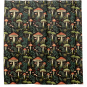 Mid-Century Mushroom Curtain Soft Earthy Hues Douchegordijn (Voorkant)