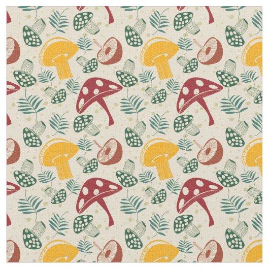 Mid Century Mushroom Patroon Stof (Close Up)
