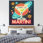 Mid Century Neon Martini Bord Canvas Afdruk (Insitu (Slaapkamer))