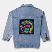 Mid Century Neon Sign Cocktail Hour Paar Denim Jacket (Achterkant)
