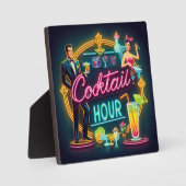 Mid Century Neon Sign Cocktail Hour Paar Fotoplaat (Voorkant)