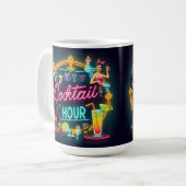 Mid Century Neon Sign Cocktail Hour Paar Koffiemok (Voorkant links)