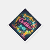 Mid Century Neon Sign Cocktail Hour Paar Servet (Hoek)