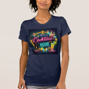 Mid Century Neon Sign Cocktail Hour Paar T-shirt