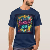 Mid Century Neon Sign Cocktail Hour Paar T-shirt (Voorkant)