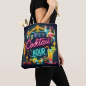 Mid Century Neon Sign Cocktail Hour Paar Tote Bag (Dichtbij)