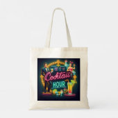 Mid Century Neon Sign Cocktail Hour Paar Tote Bag (Achterkant)
