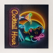 Mid Century Neon Sign Cocktail Hour Woman Legpuzzel (Horizontaal)