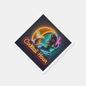 Mid Century Neon Sign Cocktail Hour Woman Servet (Hoek)