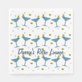 Mid-Century Olive en Blue Martini Party Servet (Voorkant)