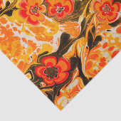 Mid Century Oranje bloemen met gele bruin Tissuepapier (Detail)