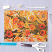 Mid Century Oranje bloemen met gele bruin Tissuepapier (Craft)